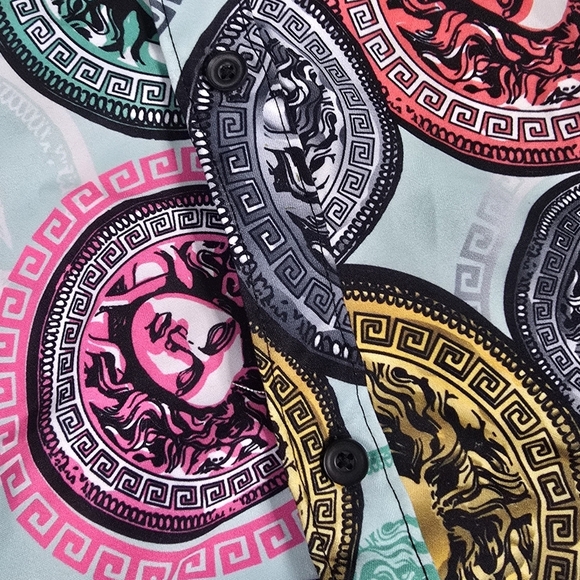 Red Ape | MCMXXXIII Medusa Coin Flip Button Down Mens Shirt - Plus SIZE 4x - Picture 13 of 16